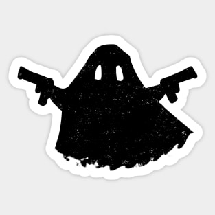 Ghost with a gun (black version) Sticker